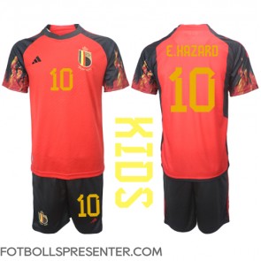 Belgien Eden Hazard #10 Hemmatröja Barn VM 2022 Kortärmad (+ korta byxor)